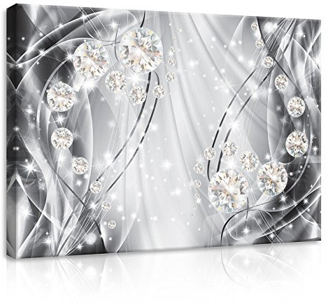 Forwall Leinwand Bilder 70x50 cm | Abstrakt Diamanten Silber Glamour, Leinwandbilder, Bild auf leinwand, Format: 70x50 cm (BxH) - einteilig auf Canvas