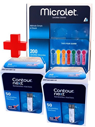 Contour Next test glicemia strisce di 100 pezzi + Lancette Microlet, 200 unità