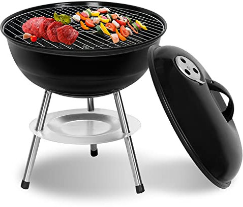 SunJas Holzkohlegrill, tragbar, zerlegbar, für Grill, Außenbereich, Garten, Camping und Picknick (für 3-5 Personen)