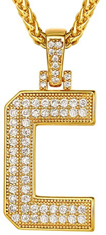 Richsteel personalisierte Bling Buchstabe Kette 26 Alphabet Anhänger mit Zirkonia Partner Namenskette Weizenkette/Tennis Kette für Damen und Herren