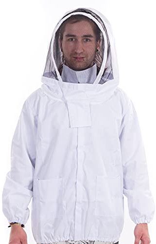 xtradefactory IMKER SCHUTZJACKE mit Schleier| Baumwolle/Polyester, Größe XL | praktische Imkerjacke, Schutzhemd, Imkerausrüstung, Imkerschutz