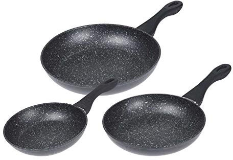 Möbel Jack 3-teilig Pfannenset Bratpfannen Stielpfanne | Ø 28 cm, 24 cm, 20 cm | Aluminium | Schwarz