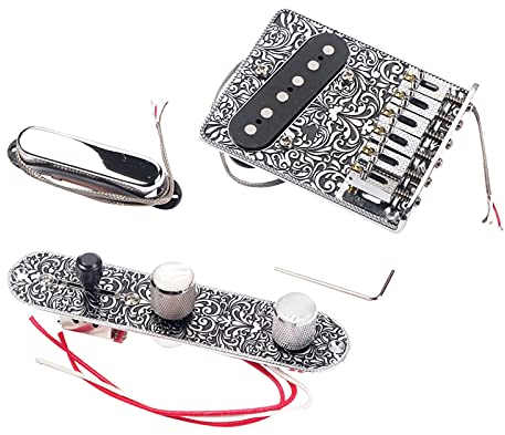 Doppelspulen-Humbucker Durable 6 String Sattelbrücke Pickup Single Spule Pickup Mit Steuerkabel Kabelbaum Kit Für Gitarre Telecaster Chrome Color Pickups
