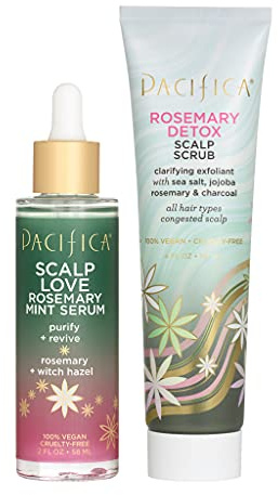 Pacifica Serum and Scalp Scrub Set – Rosemary Mint Scalp Love with Witch Hazel for Detox and Dry Itchy Scalp Relief, Vegan & Cruelty-Free, 2 oz & 4 oz (Set of 2)