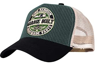 King Kerosin Herren Trucker Cap Meshcap Baseballcap Stickerei Bikerstil Patch Garage Built
