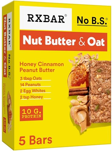 RXBAR Nut Butter and Oat Protein Bars, Protein Snacks, Snack Bars, Honey Cinnamon Peanut Butter, 9.7oz Box (5 Count)
