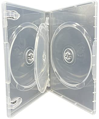 25 x 14 mm 3 Way CD DVD Blu Ray Custodia per 3 dischi di ricambio