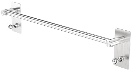 Toalleros De Baño Sin Taladro Toallero Adhesivo con 2 Ganchos Acero Inoxidable 304 Toallero de Barra Cepillado Accesorios baño para Baño Cocina (30 cm, Plata)