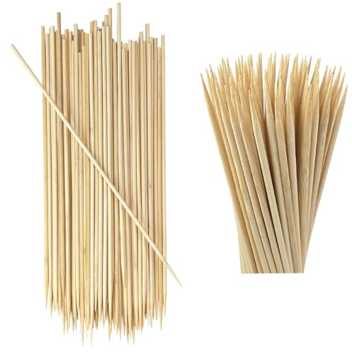 CompoBambu Natural Bamboo Skewers - 100 pcs 12 Inch Wooden Sticks for BBQ, Barbecue Skewers for Appetizers, Small Plants, Marshmallows, Kabob, Grilling, Fruit, Kitchen, Craft and Party