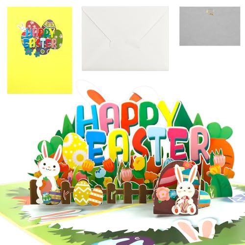 Biglietti di Pasqua,Biglietto Pasquale,Biglietto di Auguri 3D pop-up,Biglietto Pasquale 3D,Carte di Pasqua,Biglietti di Auguri con busta,Regalo di Pasqua,per Bambini