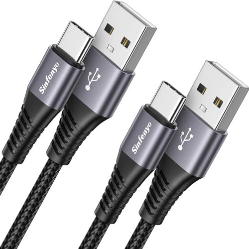 USB C Charger Cable [2Pack 2M], USB A to USB C Cable Nylon Type C Charger Lead Fast Charging Compatible with iPhone 16 15 Plus Pro Max, Samsung Galaxy S25 Ultra S24 S24+ S23 S22 S21 Plus S20 FE S10