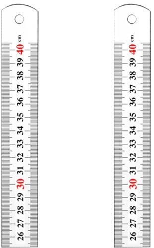 Righello in acciaio inox da 40 cm, doppia scala in pollici/centimetri, righelli di misurazione per casa, ufficio, scuola, ingegneria, lavori architettonici, 2 pezzi