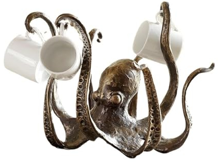 Octopus Mug Holder, Vintage Nautical Octopus Cup Holder, Retro Octopus Desktop Statue, Funny Octopus Cup Holder, Jewelry Necklace Pendant Holder, for Counter Table Dining Living Room Ornament