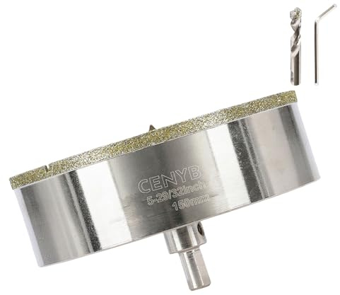 5-29/32 Pouces 150mm scie cloche carrelage foret diamant carrelage avec foret de centrage – Revêtue de diamant Adaptée pour,Verre, Marbre, Porcelaine et Céramique
