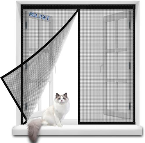 Stabiles Fliegengitter 80x180cm Katzensicher als Katzenfensterschutz Katzennetz oder Katzensicherung Katzenschutz für Fenster Tür und Dachfenster Katze + Hund Schwarz