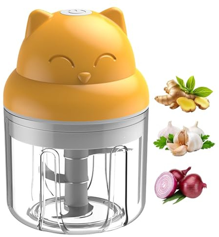 tritatutto elettrico, tritacarne l'aglio elettrico | tritacarne l'aglio e contenitore di immagazzinaggio | Taglierina in acciaio inossidabile, ricaricabile, potente processore alimentare wireless