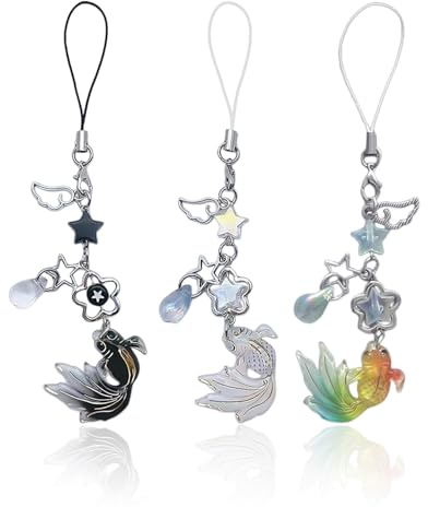 YSJCHEBS 3 Stück Koi Stern Handykette, Handyanhänger, Taschenanhänger, Handyschmuck, Perlen Handyanhänger, Handyzubehör Charm