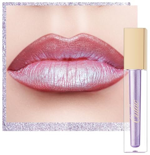 Oulac Lippenstift Metallic Glitzer 2-in-1 Lipstick＆Lidschatten Lippenstift 8 Stunden Halt Leichter Lippenstain Hochpigmentiert Wischfest Wasserfester Vegan Damen Mädchen Make-up MD02