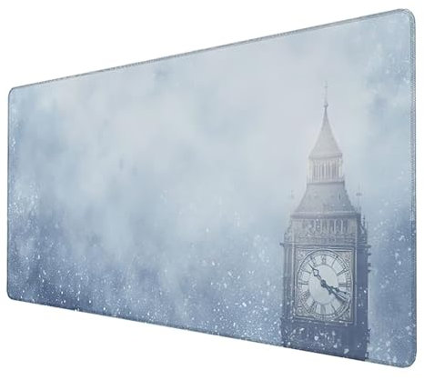 Alfombrilla Ratón, Alfombrilla Ratón XXL Gaming Tapete Escritorio Ordenador (1000x500x3mm) Protector Escritorio Alfombrilla, para Ratón Láser y Óptico (El gran Ben) mousepad (Color Blanco) 8-3-R