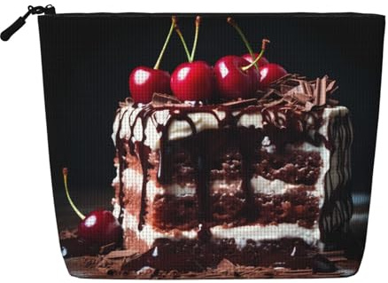 schwarzwälder Kirschtorte Damen Kultur- und Kosmetiktasche, Unisex Kulturtasche, Aufbewahrungstasche für Körperpflege, Schwarz, Einheitsgröße