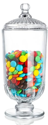 Transparentes Glasgefäß mit Deckel, Bonbonglas für die Küche | DIY Deko Glasbehälter, perfekt für Süßigkeiten-Buffets und Bade Geschenksets