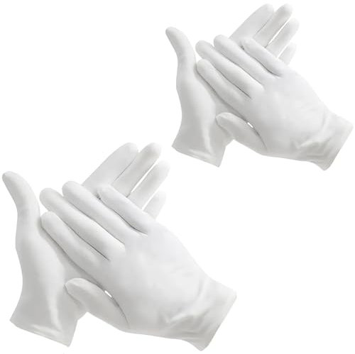 2 Paar Baumwollhandschuhe, Stoff Handschuhe Weiß,Care Schutzhandschuhe,Stoffhandschuhe,Bequem und Atmungsaktiv Arbeitshandschuhe für Hautpflege, Schmuck Untersuchen, Tägliche Arbeit,Schönheit
