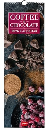 Legami - Wandkalender 2026, Coffee & Chocolate,kleiner Wandkalender, 12 Monate und Jahresplaner, in 6 Sprachen, Platz für Notizen, Sternzeichen, internationale Feiertage, 16 x 49 cm