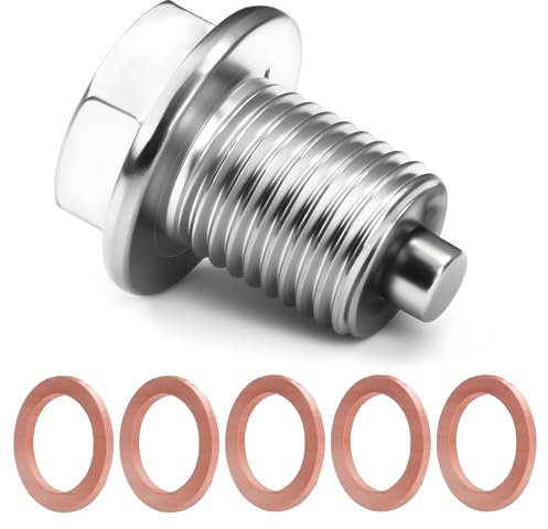 Magnetischer Ölablassstopfen M14 x 1,5, Ölablassstopfen mit Dichtungsring, Magnetischer Ölpan-Abflussstopfen aus Edelstahl für Autos, Motorräder und Boot