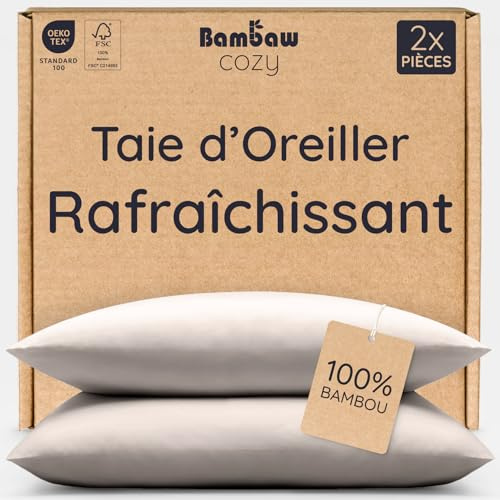 Bambaw Kissenbezug Bambus 40x60 cm, 2-er Pack, 100% Bambus Bettwäsche, weiche Bettwäsche für Allergiker, haarschonender und kühlender Kissenbezug 40x60 cm (Sand)