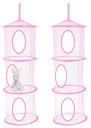 GIDWRIY 2 Piezas Organizador Colgante Taquilla,Organizadores de Juguetes de Ahorro de Espacio Plegable,Organizador Armario Ropa Colgante,Red de Almacenamiento con 3 Niveles para Habitación, Baño