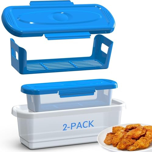 Générique Lot de 2 shaker de pâte à poisson, pâte Breader Shaker bol avec panure Shakers plateau, Batters bol avec couvercles Shakers pour frire les ailes de poulet poisson oignon anneaux légumes