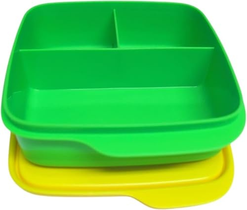 Tupperware to Go Lunchbox Brotdose Clevere Pause 550ml mit Trennwand Eco+ Schule 550 ml Sandwichbox Kindergarten Brotdose mit Abteilung grün gelb auslaufsicher