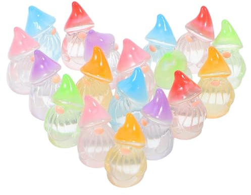 Gatuida 18pcs Resin Miniature Gnome Fairy Garden Decoration Glow in The Dark Stylish Small Figurines for DIY Desks Children