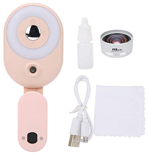 LUCE DI RIEMPIMENTO DIMMERABILE SPECCHIO SELFIE UMIDIFICATORE LENTE GRANDANGOLARE ILLUMINAZIONE DI BELLEZZA PORTATILE PER VIDEOCONFERENZE DAL VIVO (Fill rosa chiaro + obiettivo grandangolare (set di