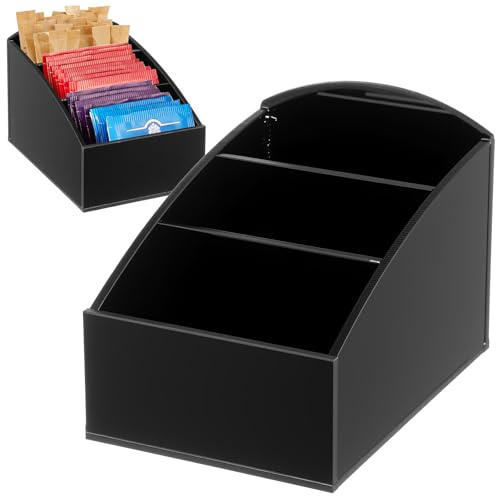 iplusmile Caja Organizadora de Bolsitas de Azúcar y Té para Estación de Café Soporte de Almacenamiento Acrílico Negro Diseño Abierto Portátil para Oficina y Hogar Organizador de Bar de