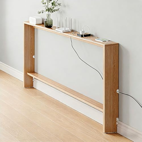 Table Console /d'Appoint Rectangulaire Design Industriel pour Salon Entrée,Table Console en Bois de 150 cm avec étagère à 2 Niveaux,gain de place,optimise l'espace,pour couloir,salon Couleur du bois