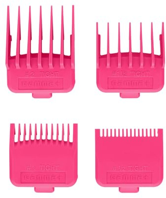 GAMMA+ Set med 4 kammar med dubbla magneter för hårklippning, 4 storlekar från 1,5 till 6 mm, Kompatibel med Gamma+, Stylecraft och andra märken (Rosa)