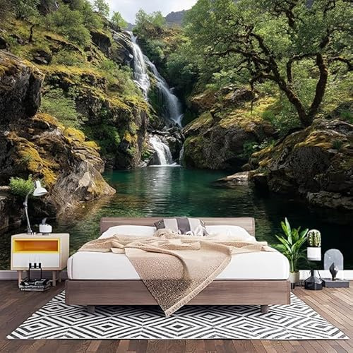 Fotomurales Decorativos Naturaleza MontañAs Cascadas Papel Pintado Pared 200x140 cm Paisaje Papel Pintado Tejido No Tejido Decoración de Pared, Salones, Habitaciones Moderna Fotográfico