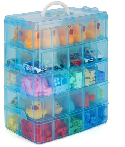 BELLE VOUS 5 Ebenen Blaue Sortierboxen für Kleinteile mit 50 verstellbaren Fächern -Organizer Box-Schraubenbox-Sortierbox-Kleinteile Aufbewahrung für Spielzeug, Schmuck, Kosmetik&Accessoires