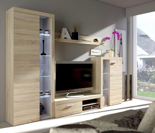 Kuechen-preisbombe Wohnwand Rumba Anbauwand Wohnkombi Wohnzimmer Sonoma Eiche matt