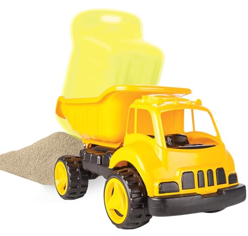 Jamara - Voiture Bac À Sable Sump Truck XL Jaune- capacité de Charge env. 40 Kg, Plateau Basculant, Boîtier Robuste Plastique, 460269