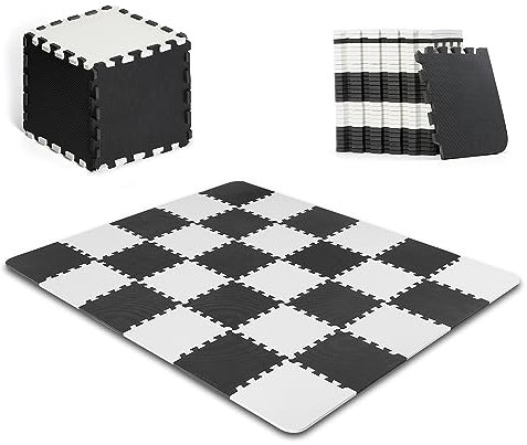 kk Kinderkraft Tapis d'Éveil Bébé Luno, Éducatif, Puzzle Mousse, Blanc/Noir, 1 Unité