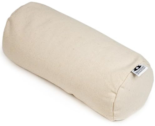 Waterglider International, Buckwheat Neck Bolster, Husk Cervical Sleep Roll, Great for use as Body Pillow or in Your Yoga Practice (Natural White)