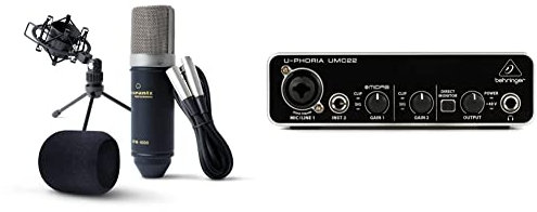 Marantz Professional MPM1000 - XLR Kondensatormikrofon mit Pop Schutz Filter, Shockmount, Tripod Ständer, XLR Kabel für Home Office oder Studio & Behringer UMC22 Computer Audio Interface