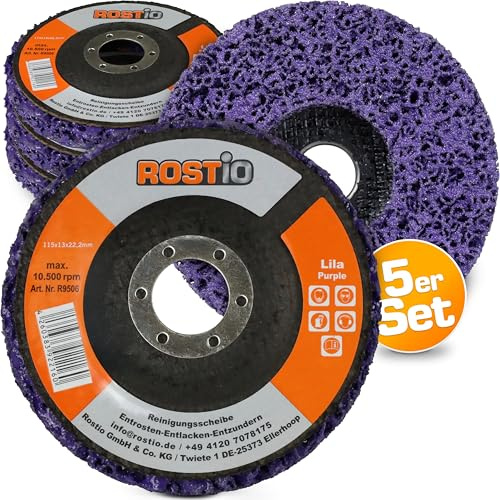 ROSTIO CSD-Scheibe 115 mm Lila – 5 Stück – Reinigungsscheibe aus hartem Schleifvlies für Winkelschleifer – gleichmäßiger Abtrag ohne Zusetzen – entfernt Rost, Lack & Zunder zuverlässig