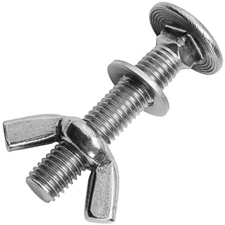 Schlossschrauben M5x45/45 mm mit Flügelmuttern & Unterlegscheiben M5 aus Edelstahl A2 (20 Stück) | Flachrundschrauben - Schmetterlingsmuttern - Beilagscheiben von MESAROS®