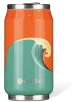 LES ARTISTES Paris A-4276, Canette isotherme, 280 ml, Gourde isotherme sans BPA, Réutilisable, Bec verseur rabattable avec paille, Acier Inoxydable, Design Wave