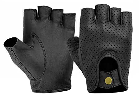 Herr körning läder halvfinger fingerlösa handskar cykel rullstol motorcykel gymhandskar (XL, svart)