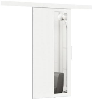 Mirjan24 Système de porte coulissante Multi III avec fermeture automatique, kit complet pour portes coulissantes, cloisons intérieures (blanc/miroir, modèle 100)