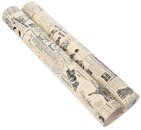 EXCEART 1 Rollo Vinilo Decorativo Periódico Vintage Pelar y Pegar Periódicos Pegatina De Papel para Muebles Fondo De Pantalla Home Accents Decor Apliques 3D Interior Cloruro De Polivinilo